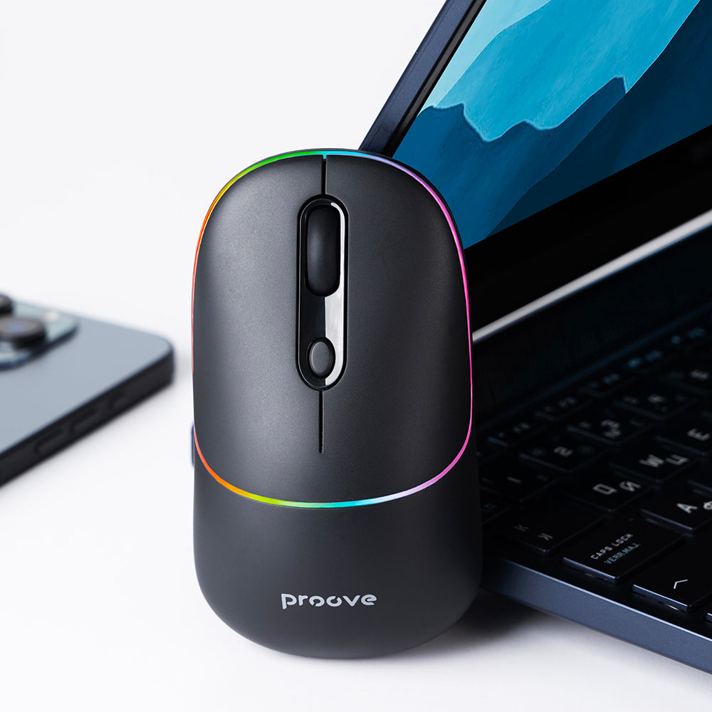 Bežični miš Proove Blink, RGB, 800DPI - 1600DPI, BT / Wi-Fi, Crni WMBL00002001