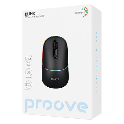 Bežični miš Proove Blink, RGB, 800DPI - 1600DPI, BT / Wi-Fi, Crni WMBL00002001