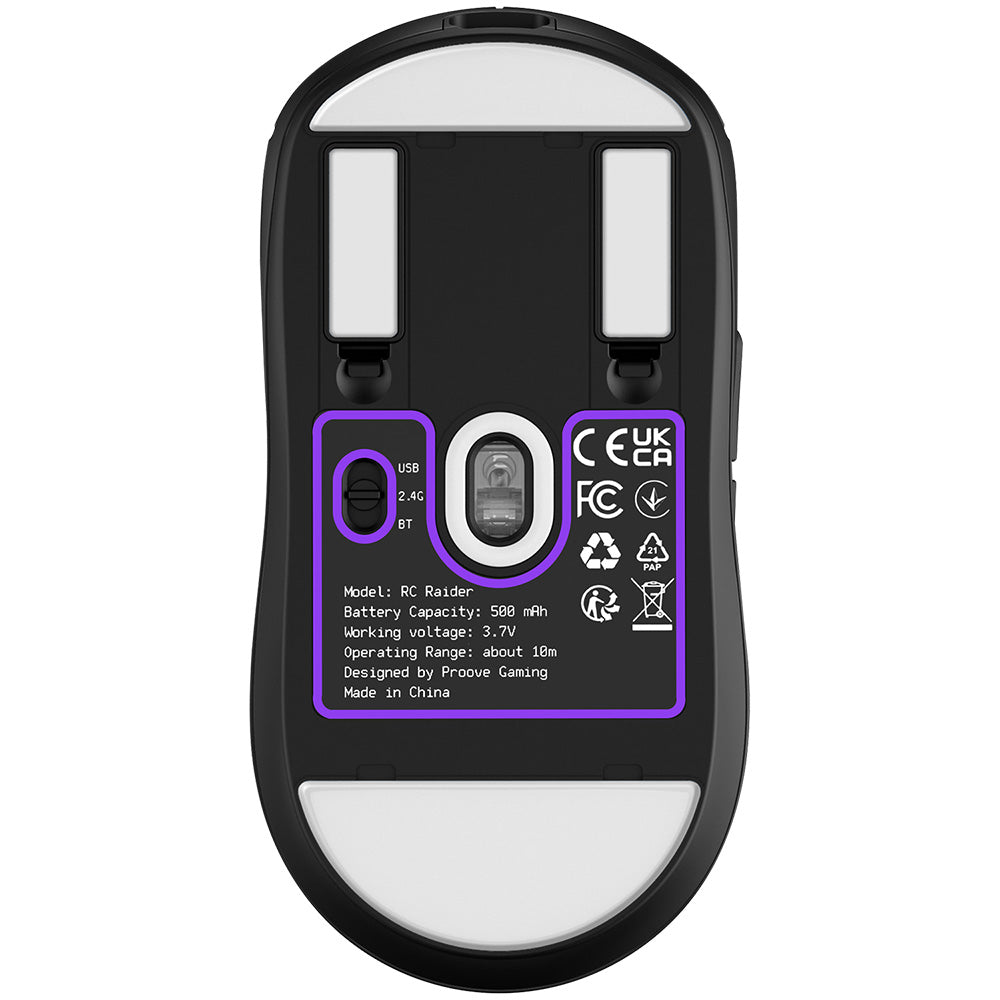 Bežični miš Proove RC Raider 8K, 800DPI - 32000DPI, BT / Wi-Fi / Žičani, Crni WMRR00122001