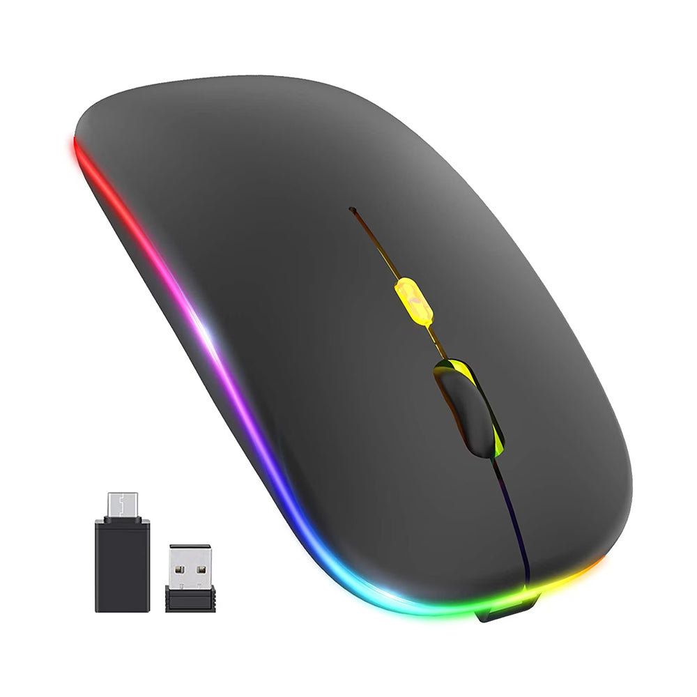 Bežični miš Techsuit M1, RGB, 1600DPI, BT / Wi-Fi, Crni