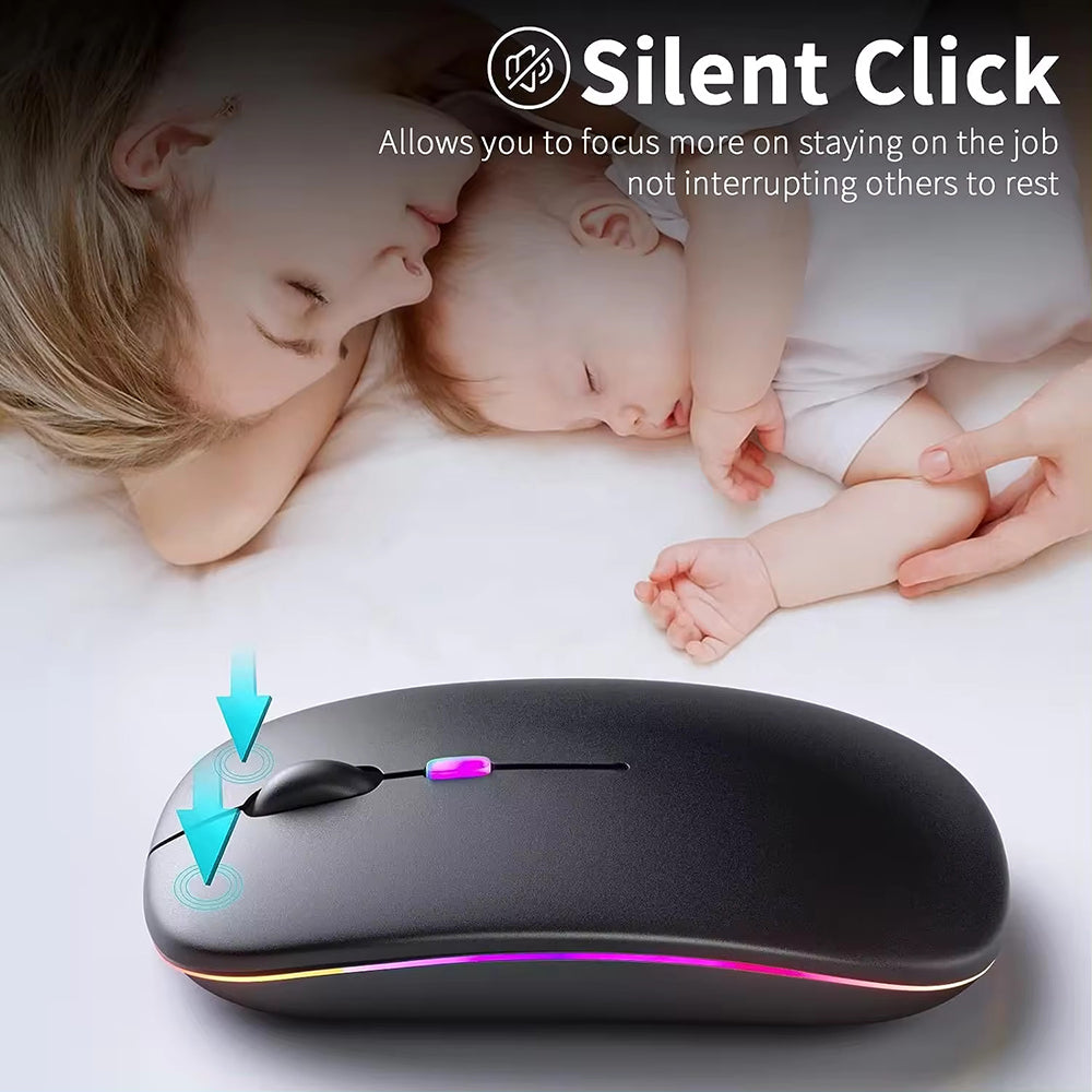 Bežični miš Techsuit M1, RGB, 1600DPI, BT / Wi-Fi, Crni