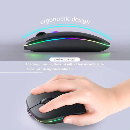Bežični miš Techsuit M1, RGB, 1600DPI, BT / Wi-Fi, Crni