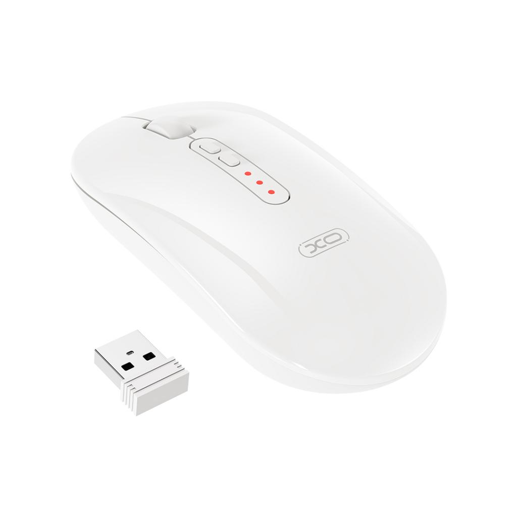 Bežični miš XO Design M13 Silent Tri-mode, 1600DPI, BT / Wi-Fi, Bijela