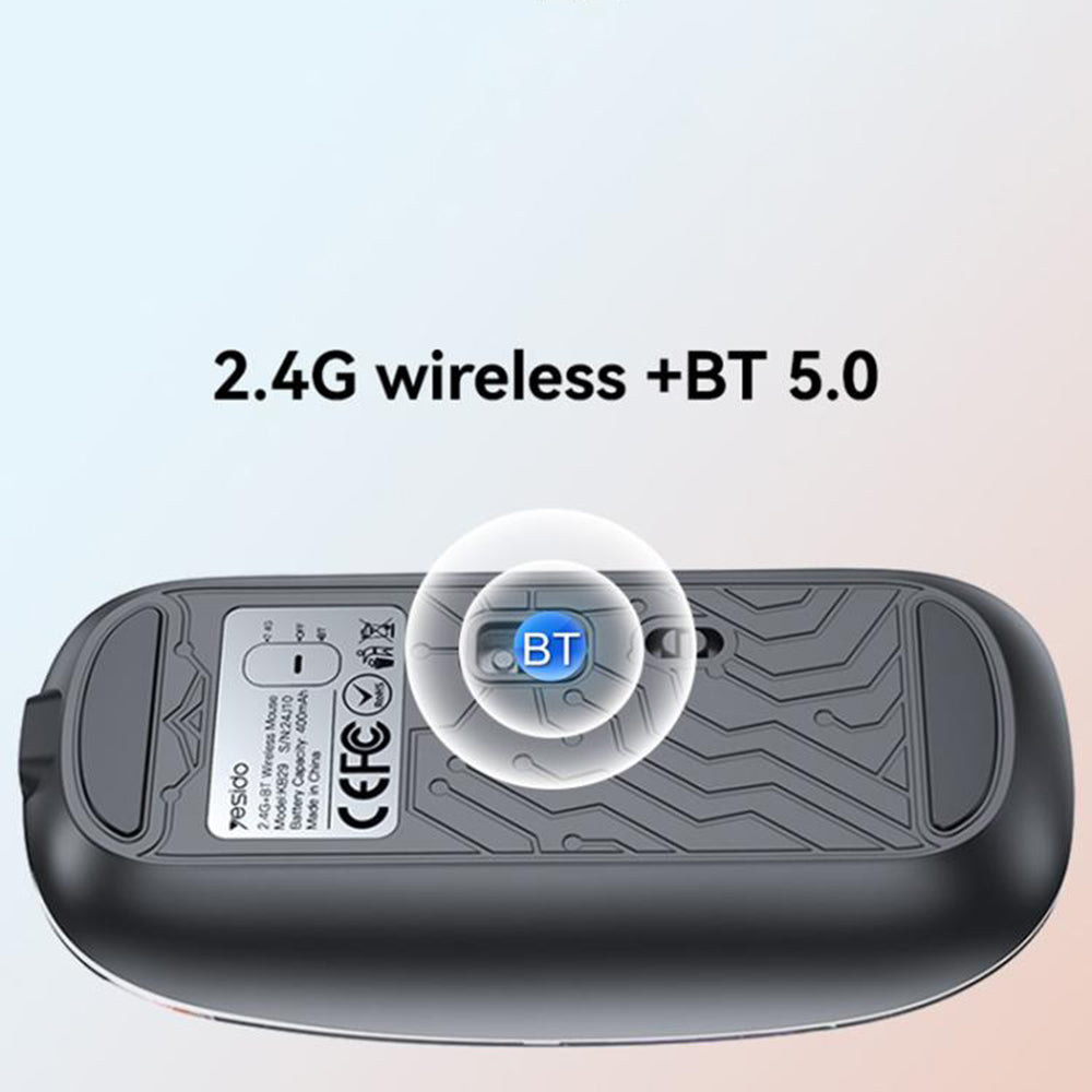 Bežični miš Yesido KB29, 800DPI - 1600DPI, BT / Wi-Fi, Bijeli