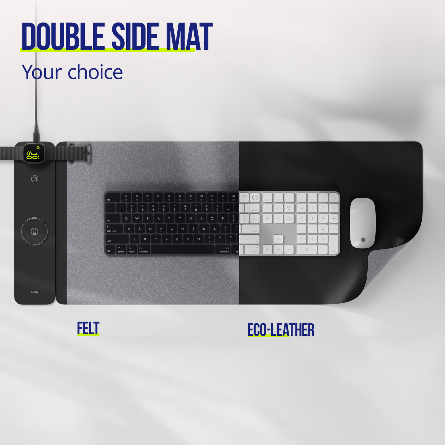 MousePad Allity. ALP-100 4u1 s Bežičnim Punjenjem Telefon / Sat / Slušalice, Crna