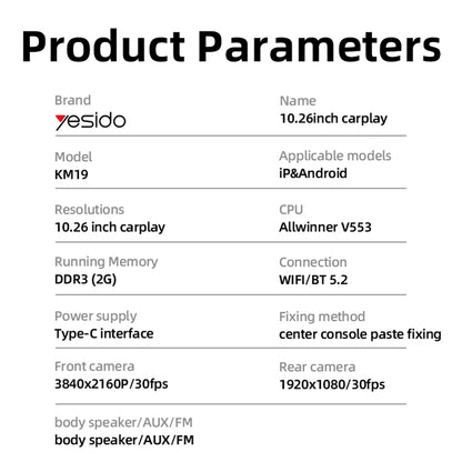 Navigacija Auto Yesido KM19, Wi-Fi, 10.26 inča