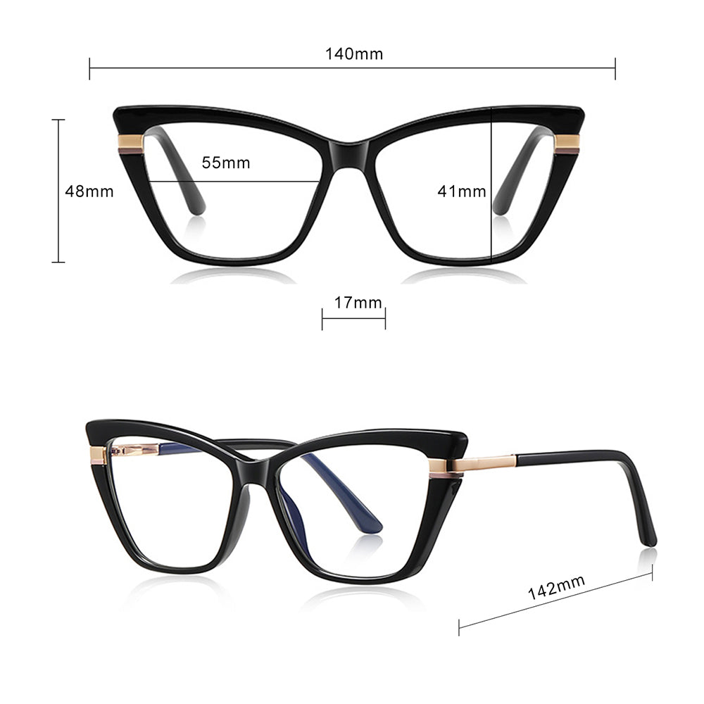 Naočale za računalo za žene Techsuit 2271, Anti-Blue Light, Crne