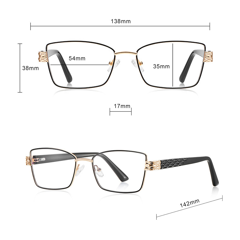 Naočale za računalo za žene Techsuit 3171, Anti-Blue Light, Crne Zlatne