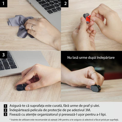 Organizator kabela Ringke, Set 6 komada, Crna