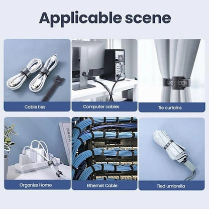 Organizator kabela UGREEN LP401, Velcro, Set 3 komada, Crni