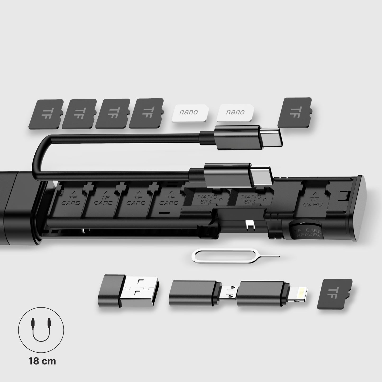 Organizator s Dodacima / Čitač Kartica Qualo QZS-P-01, Crni