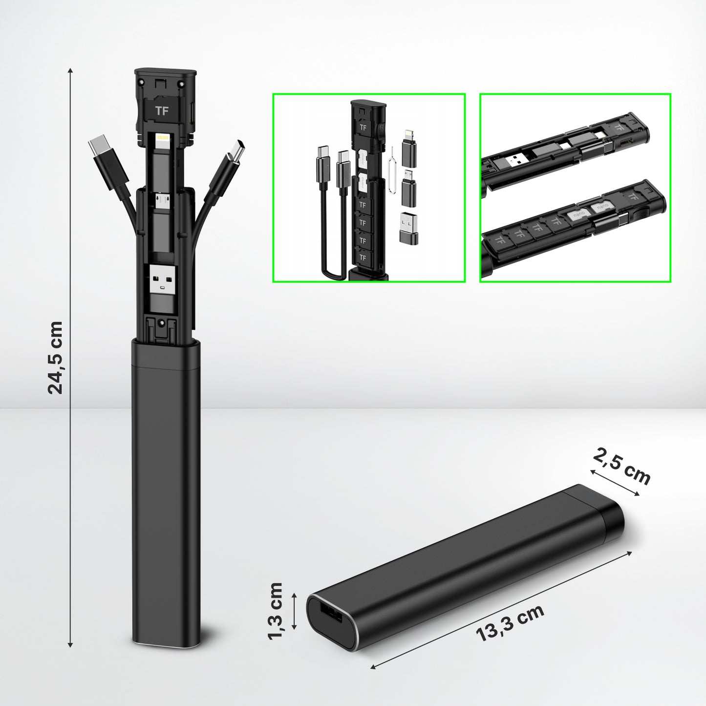 Organizator s Dodacima / Čitač Kartica Qualo QZS-P-01, Crni