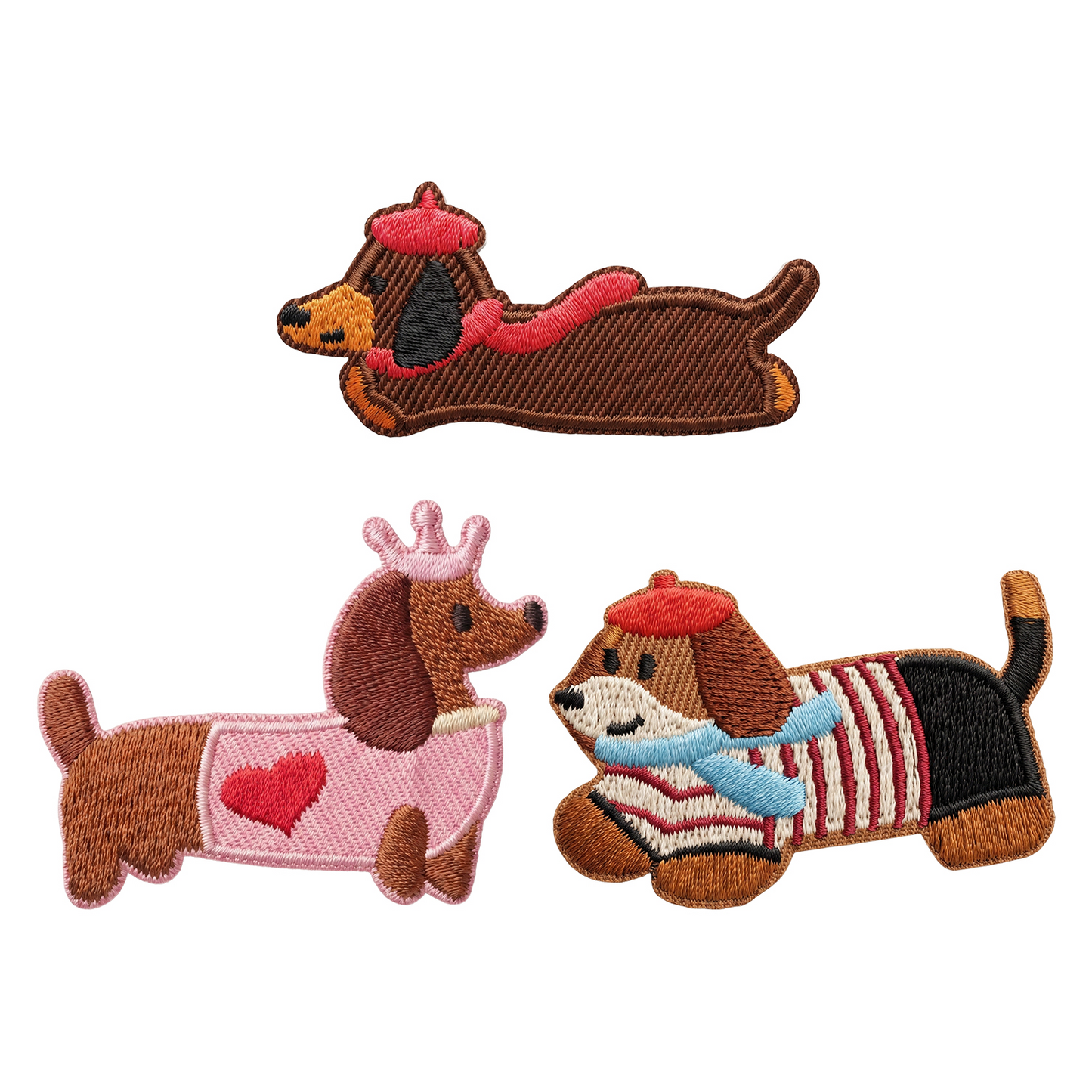 Patch / Tekstilna zakrpa OEM Dachshund, Set 3 komada, Višebojno
