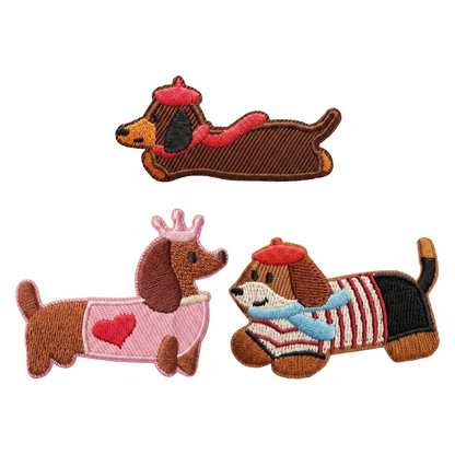 Patch / Tekstilna zakrpa OEM Dachshund, Set 3 komada, Višebojno