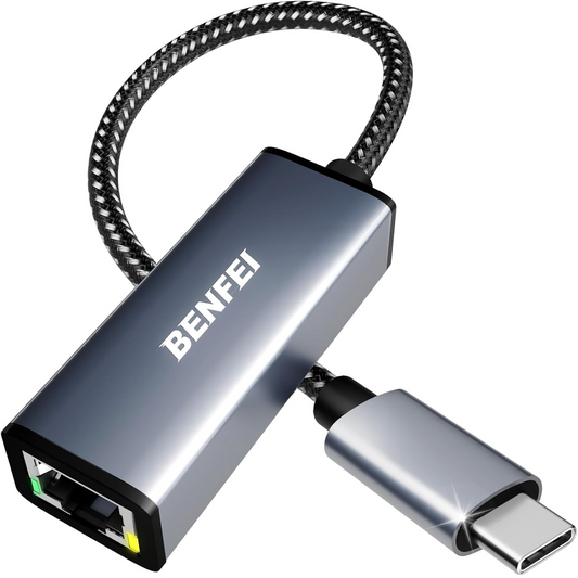 Mrežna kartica Benfei, RJ45, USB-C, Siva