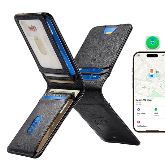 ESR Classic Geo novčanik s funkcijom Find My i RFID zaštitom, Crni, Obnovljen