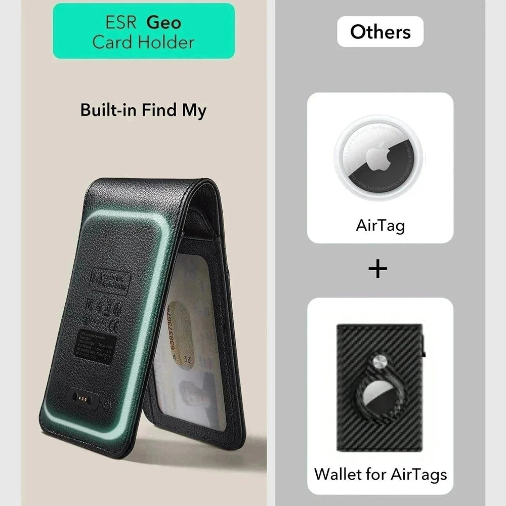 ESR Classic Geo novčanik s funkcijom Find My i RFID zaštitom, Crni, Obnovljen