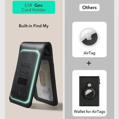 Novčanik ESR Classic Geo Carbon s funkcijom Find My i RFID zaštitom, Crni, Obnovljen