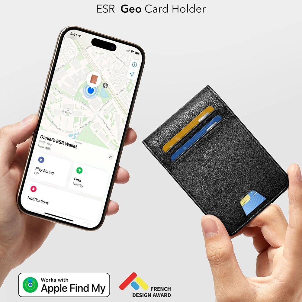 Novčanik ESR Classic Geo Carbon s funkcijom Find My i RFID zaštitom, Crni, Obnovljen