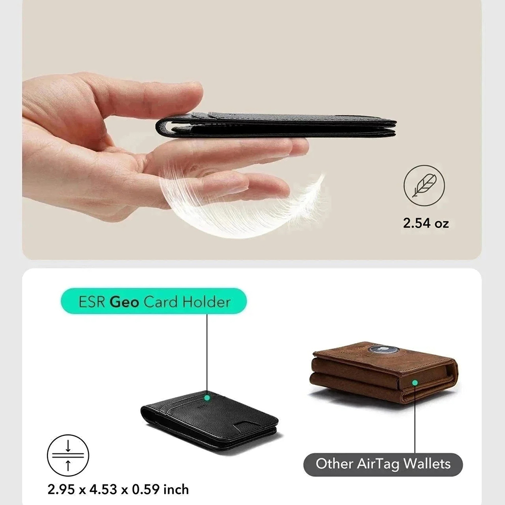 Novčanik ESR Classic Geo Carbon s funkcijom Find My i RFID zaštitom, Crni, Obnovljen