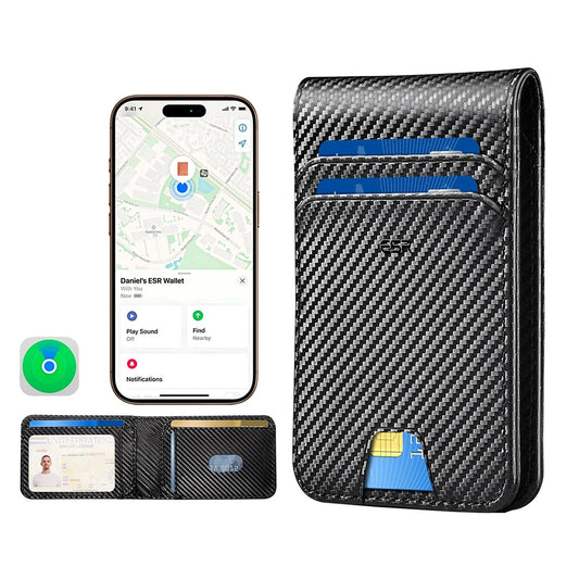 Novčanik ESR Classic Geo Carbon s funkcijom Find My i RFID zaštitom, Crni