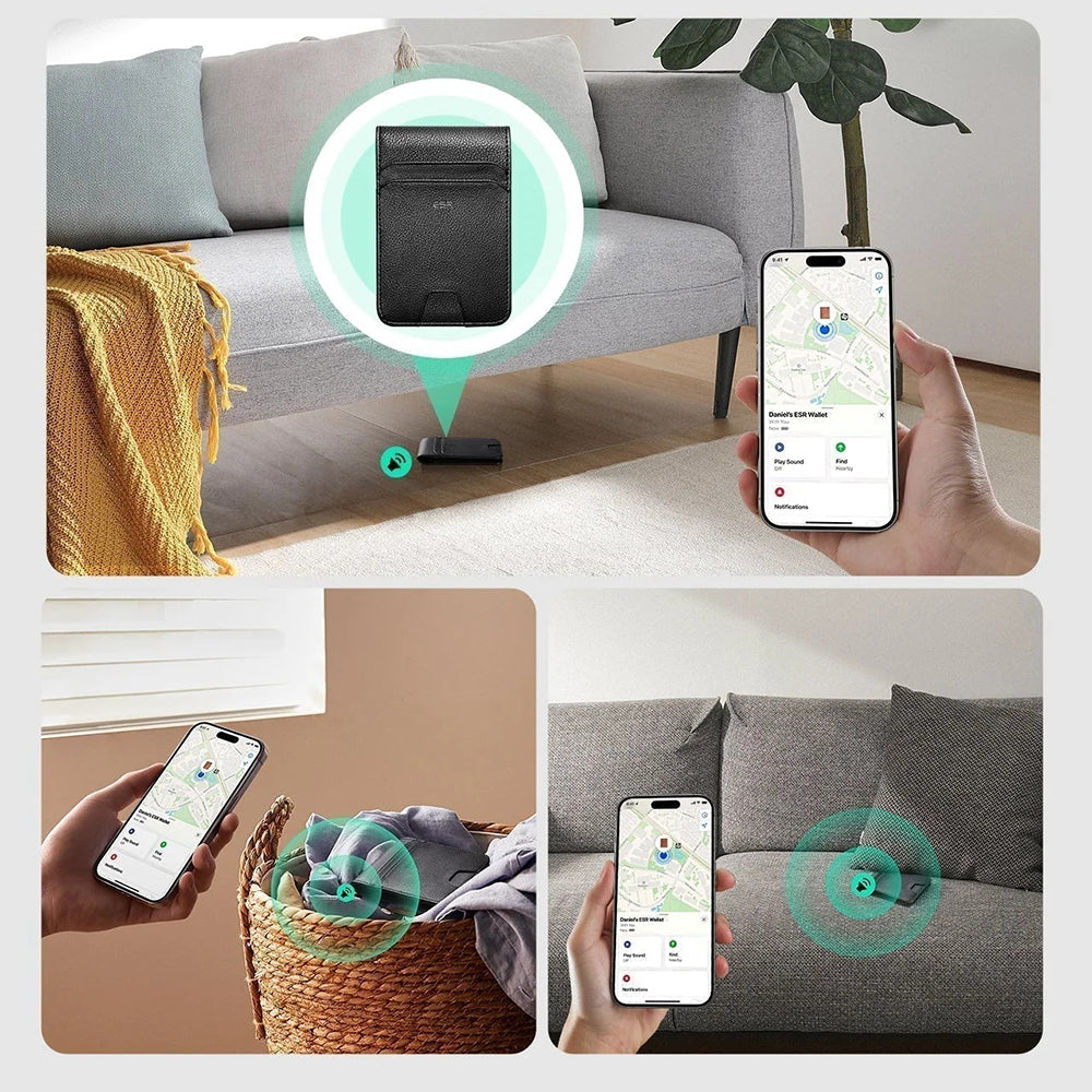 Novčanik ESR Classic Geo Carbon s funkcijom Find My i RFID zaštitom, Crni