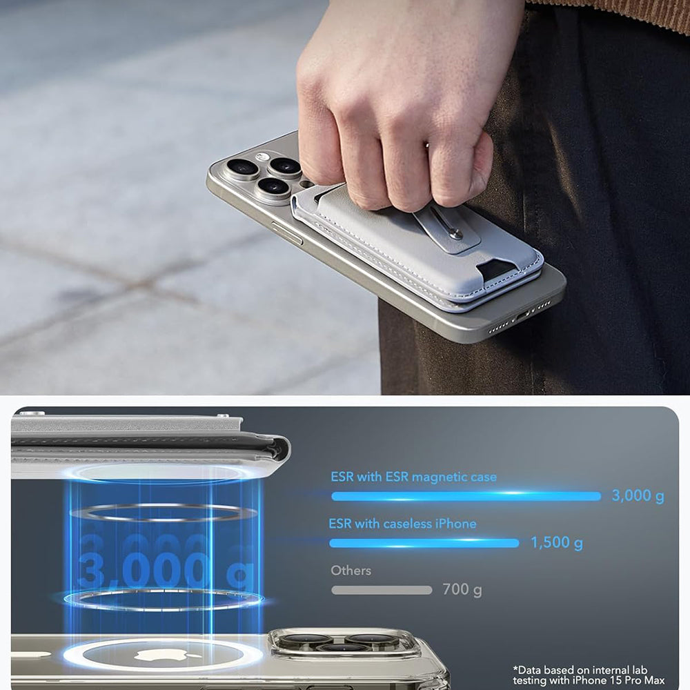 Portofel Magsafe, ESR, Findy my Wallet, Sivi