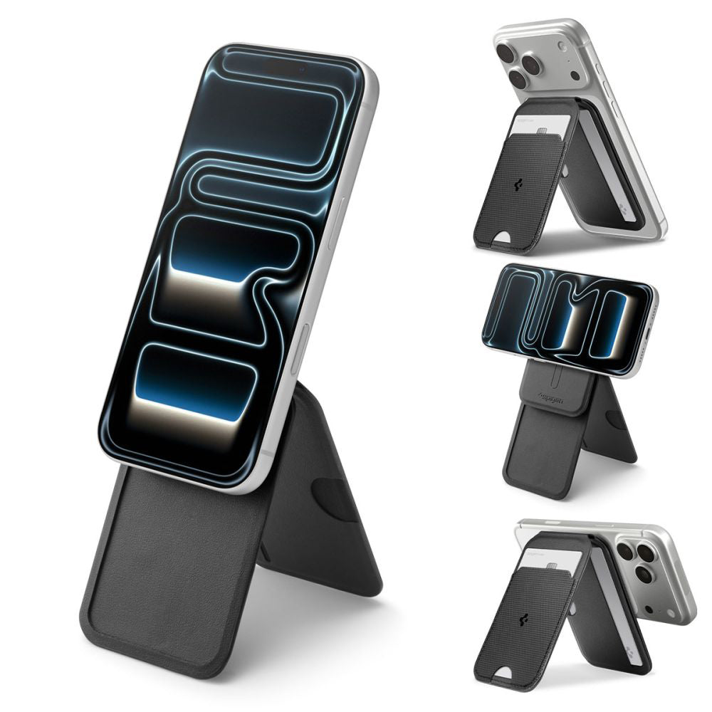 Portfelj MagSafe, Spigen, Slim Fold Tripod S314-2, Crni