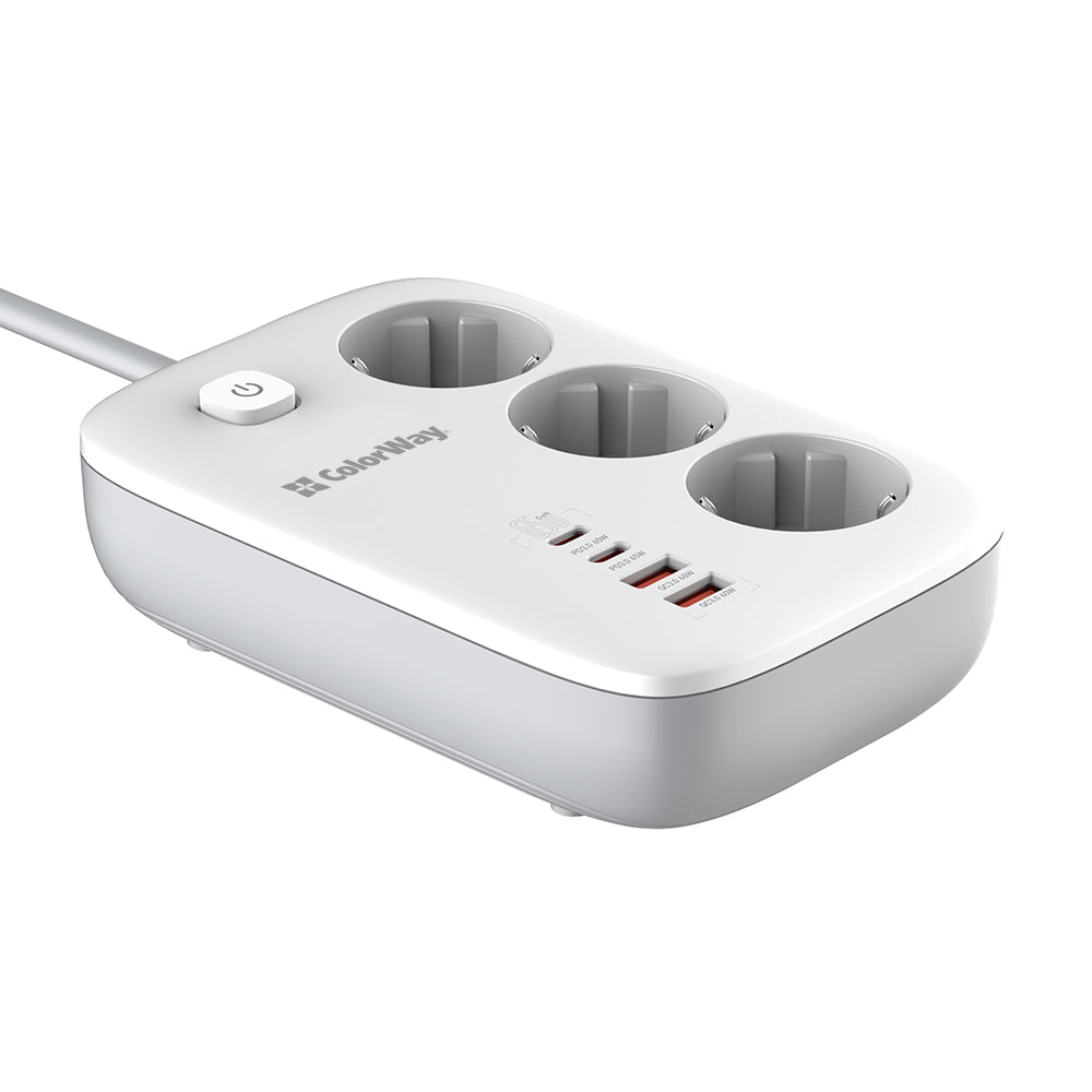 Produžni kabel ColorWay, 3 x Schuko, Bijeli