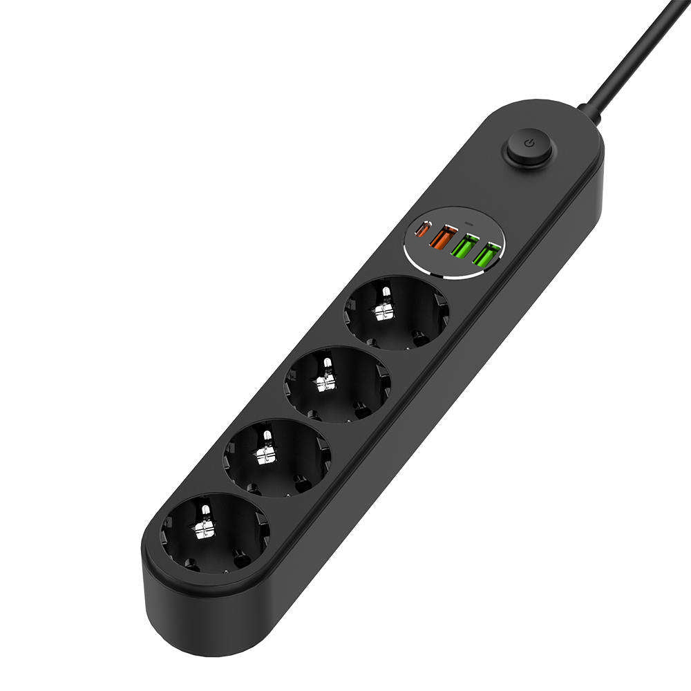 Produžni kabel ColorWay, 4 x Schuko, Crni