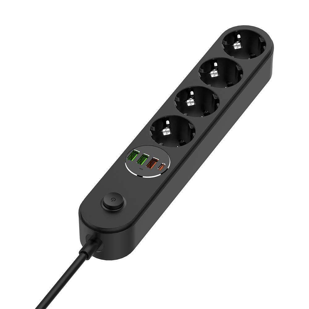 Produžni kabel ColorWay, 4 x Schuko, Crni