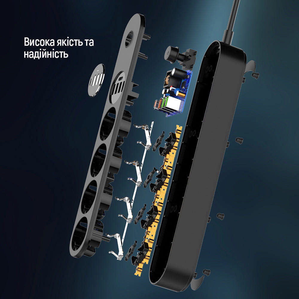 Produžni kabel ColorWay, 4 x Schuko, Crni