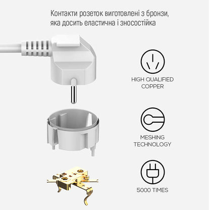 Produžni kabel ColorWay, 6 x Schuko, Bijeli