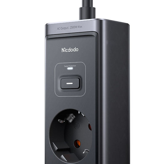 Produžni kabel McDodo CH-0620, 3 x Schuko - 1 x USB-A - 2 x USB-C, Crni