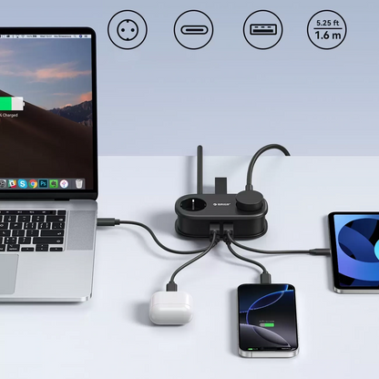 Produžni kabel Orico AP3, 2 x Schuko - 2 x USB-A - 2 x USB-C, Crni