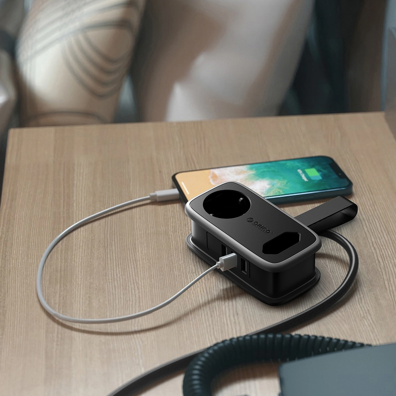 Produžni kabel Orico APP, 1 x Schuko - 1 x Utičnica - 2 x USB-A - 1 x USB-C, Crno Sivo