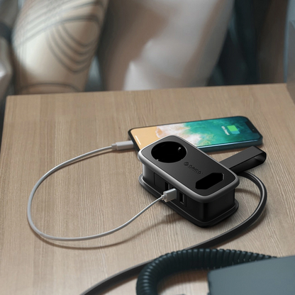 Produžni kabel Orico APP, 1 x Schuko - 1 x Utičnica - 2 x USB-A - 1 x USB-C, Crno Sivo