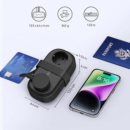 Produžni kabel Orico APP, 2 x Schuko - 2 x USB-A - 1 x USB-C, Crni
