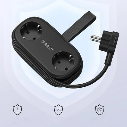 Produžni kabel Orico APP, 2 x Schuko - 2 x USB-A - 1 x USB-C, Crni