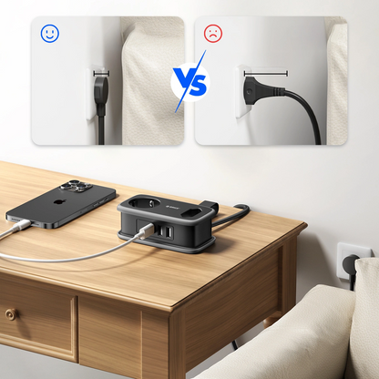 Produžni kabel Orico APP, 1 x Schuko - 1 x Utičnica - 2 x USB-A - 1 x USB-C, Crno Sivo