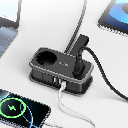Produžni kabel Orico APP, 1 x Schuko - 1 x Utičnica - 2 x USB-A - 1 x USB-C, Crno Sivo