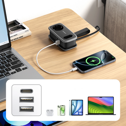 Produžni kabel Orico APP, 1 x Schuko - 1 x Utičnica - 2 x USB-A - 1 x USB-C, Crno Sivo