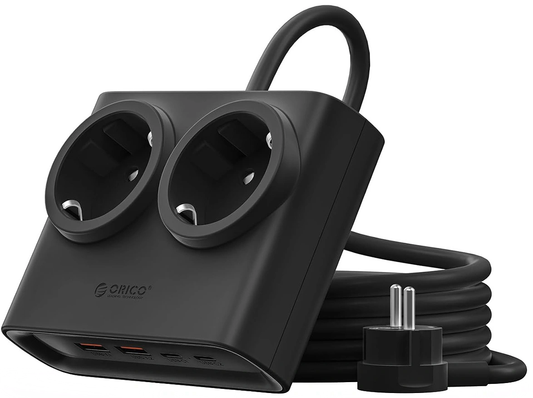 Produžni kabel Orico PDC25, 2 x Schuko - 2 x USB-A - 2 x USB-C, Crna