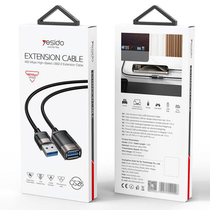 Produžni kabel USB Yesido GS26, 1.5m, Sivi