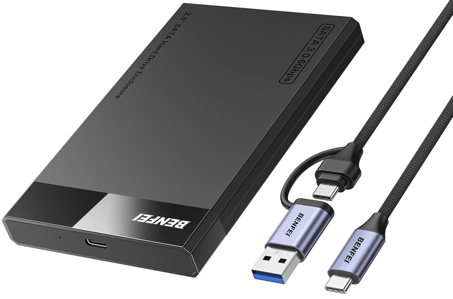 Rack Benfei za HDD / SSD SATA 2.5 inča, USB-A / USB-C, Crna