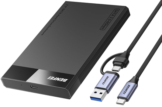 Rack Benfei za HDD / SSD SATA 2.5 inča, USB-A / USB-C, Crna