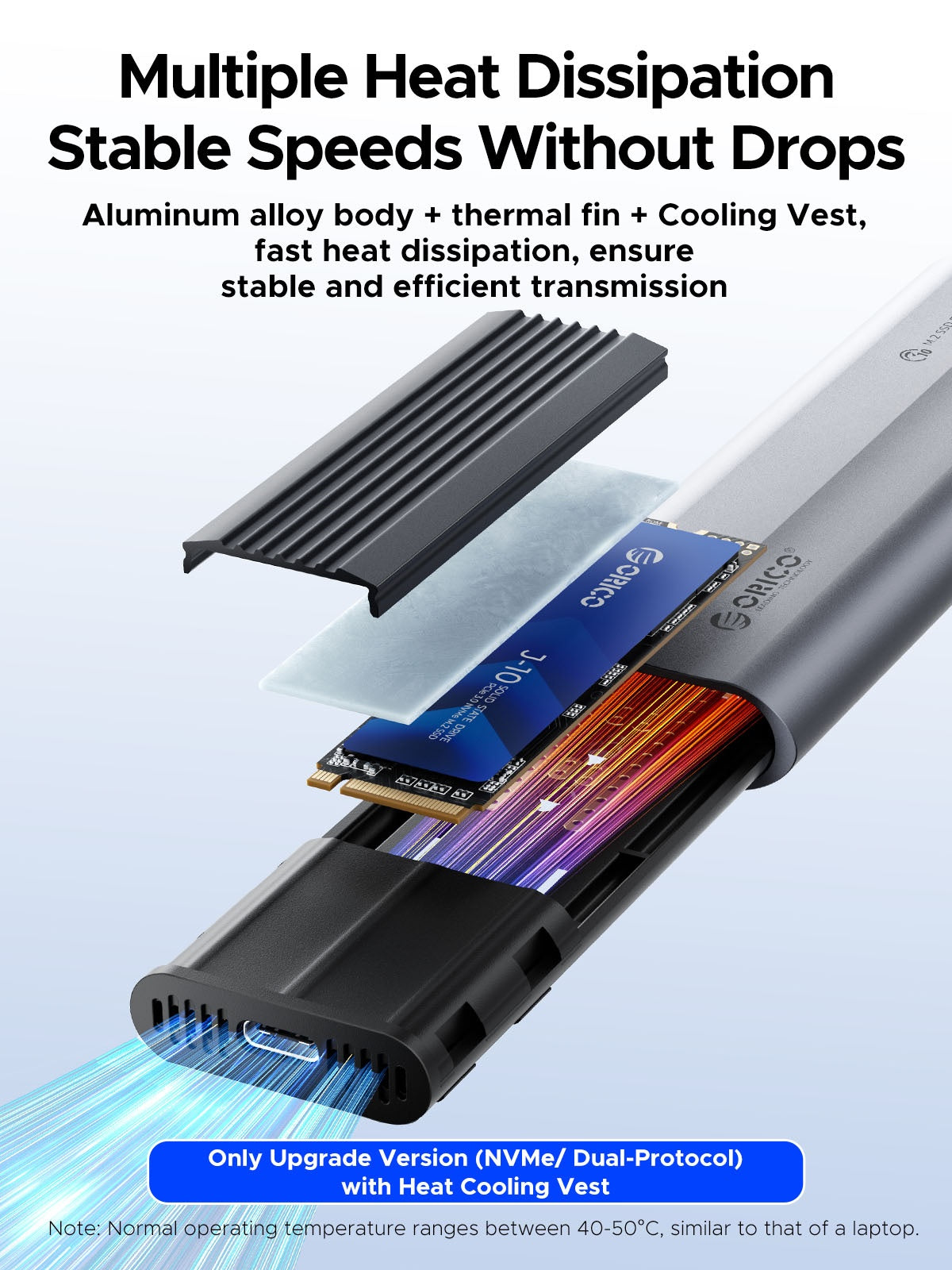Rack Orico AXM2-G2 za SSD M.2 NVMe, Siva