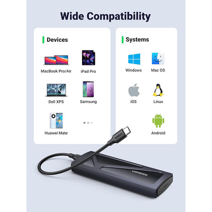 Nosiljka UGREEN CM578 za SSD M.2 NVMe, Siva