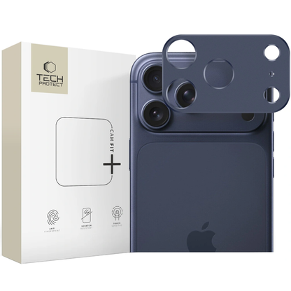 Okvir zaštite stražnje kamere Tech-Protect Camalloy Fit+ za Apple iPhone 17 Pro Max, Aluminij, Tamnoplava