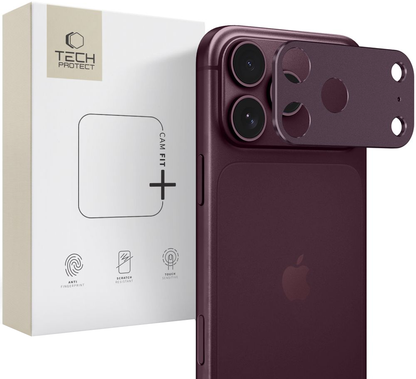 Okvir za zaštitu stražnje kamere Tech-Protect Camalloy Fit+ za Apple iPhone 18 Pro Max, aluminij, bordo boje
